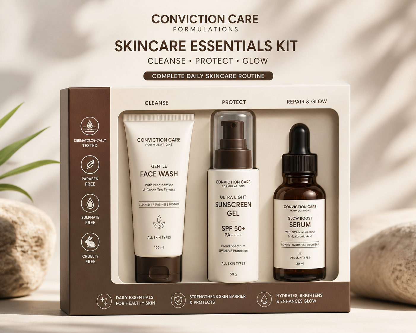 ClearCode 2.0 Complete Skincare Kit | Face Wash + Serum + Sunscreen