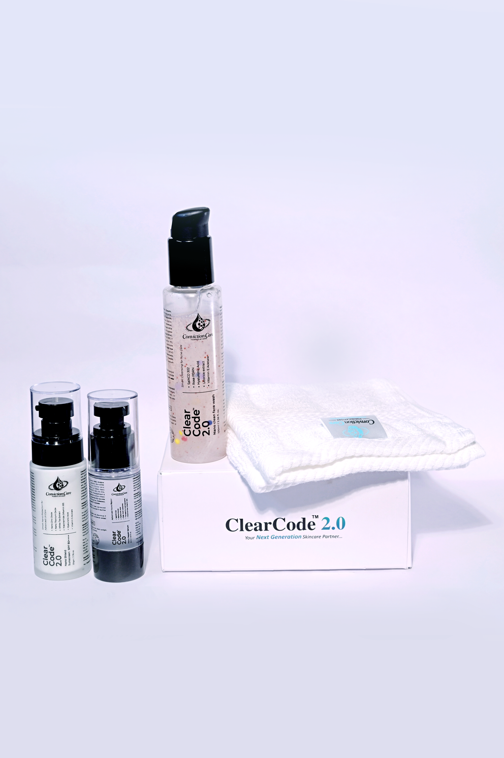 ClearCode 2.0 Complete Skin Kit | 3-Step Routine for Acne, Dark Spots, Melasma, Oily Skin, Dullness & Sun Protection - Face Wash + Nano Repair Serum + SPF 50++++ Sunscreen