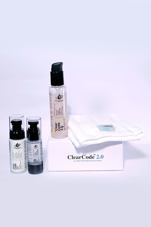 ClearCode 2.0 Complete Skin Kit | 3-Step Routine for Acne, Dark Spots, Melasma, Oily Skin, Dullness & Sun Protection - Face Wash + Nano Repair Serum + SPF 50++++ Sunscreen