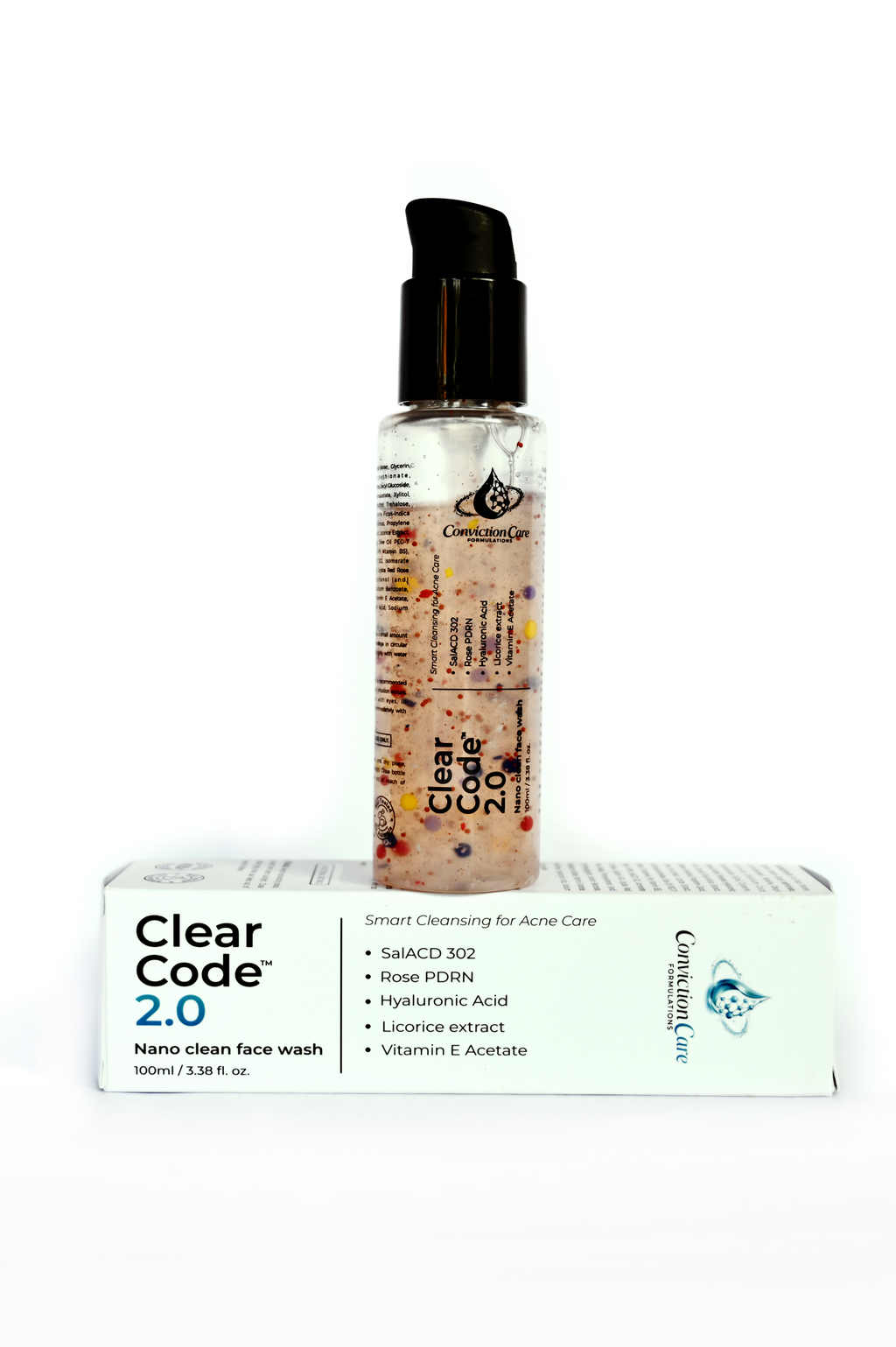 ClearCode 2.0 Nano Clean Face Wash | Rose PDRN + 9-Humectant  + Sal ACD302 Advanced Skin Cleanser