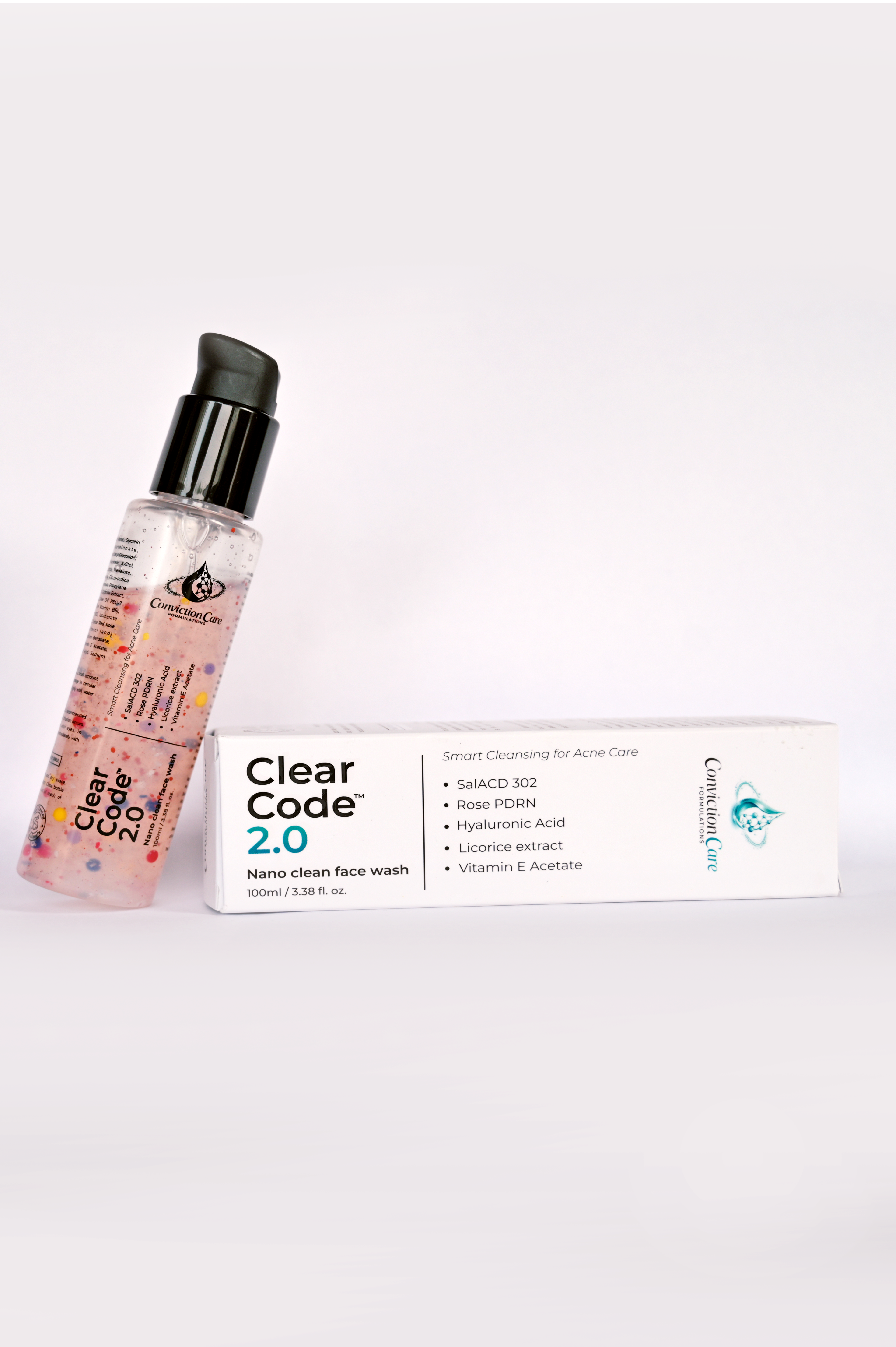 ClearCode 2.0 Nano Clean Face Wash | Rose PDRN + 9-Humectant  + Sal ACD302 Advanced Skin Cleanser