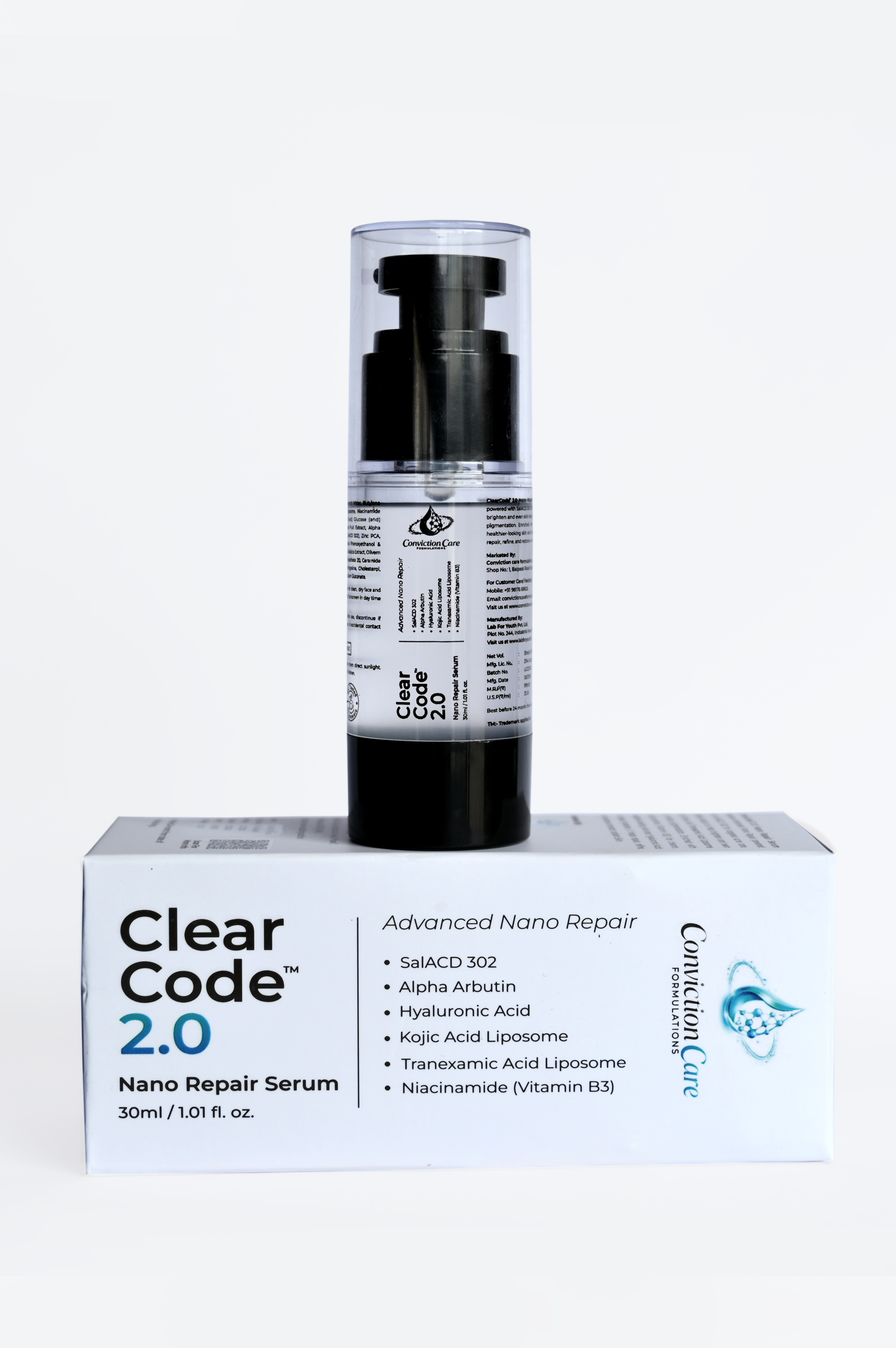 ClearCode 2.0 Nano Repair Serum | Complete Skin Correction - Brightening + Acne + Dark Spots + Melasma + Pores + Hydration + Barrier Repair with Liposomal Tranexamic Acid & Ceramides