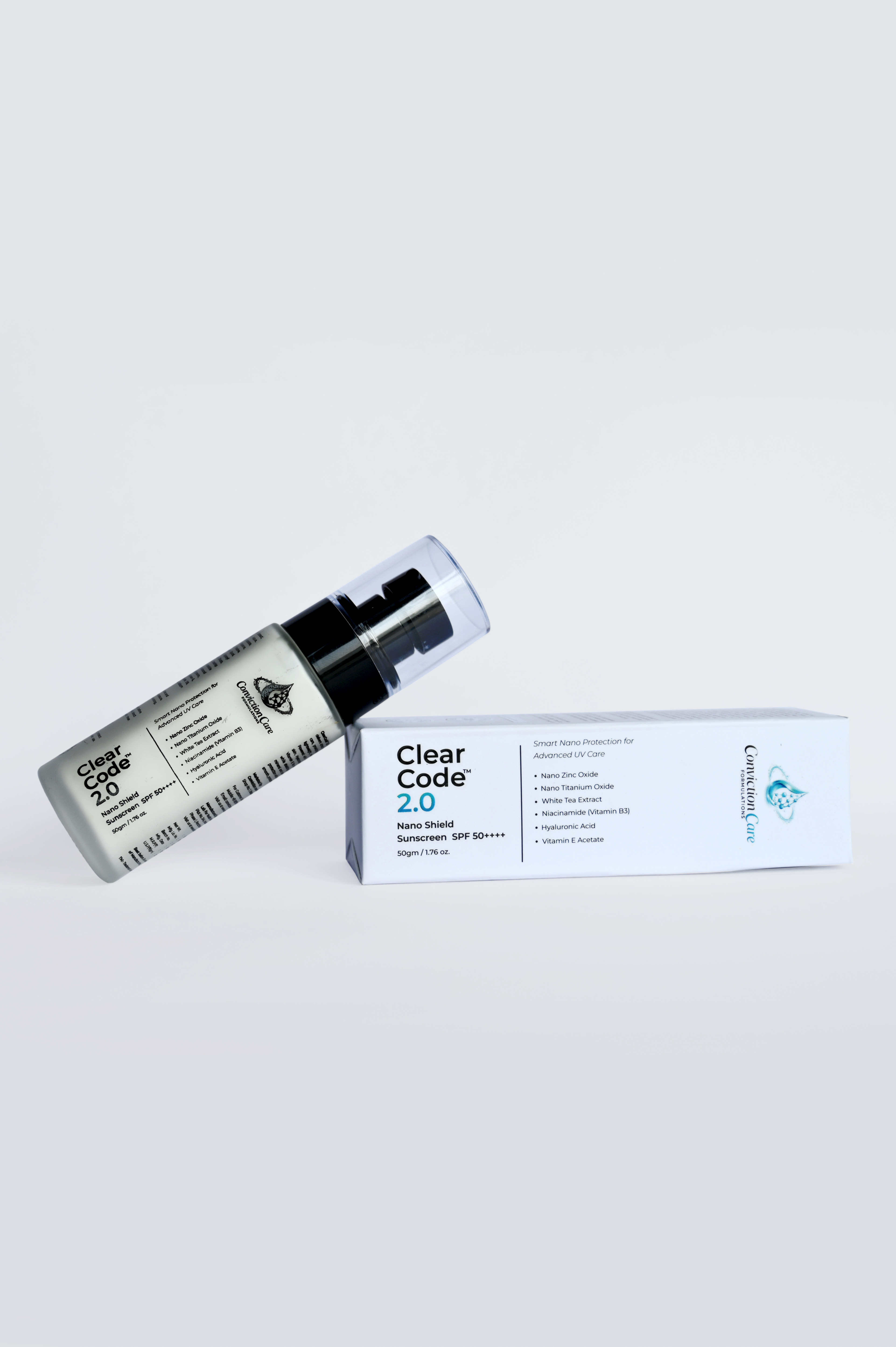 ClearCode 2.0 Nano Shield SPF 50 | Broad-Spectrum Mineral Sunscreen with Niacinamide — No White Cast, Non-Greasy for All Skin Type