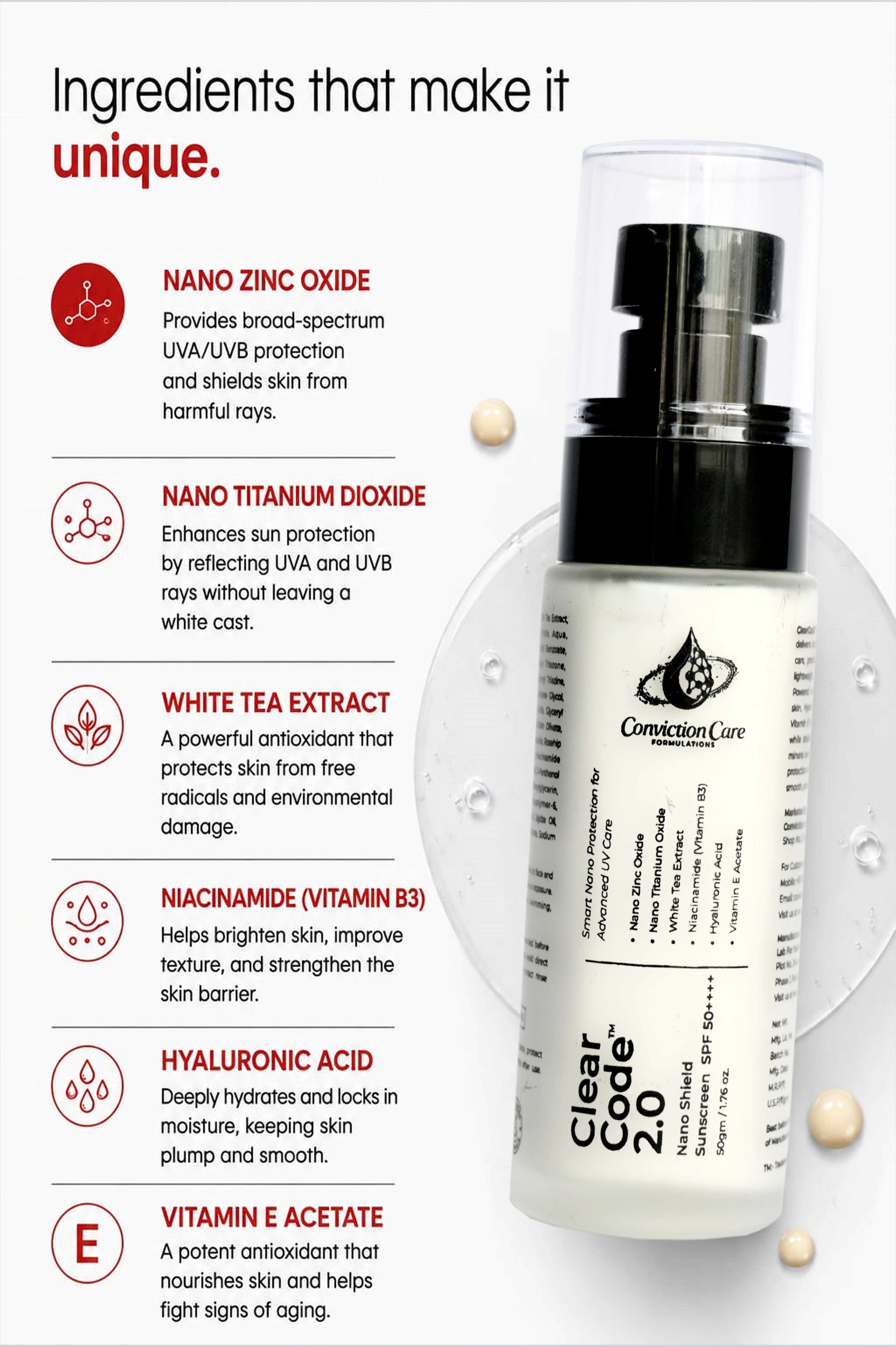 ClearCode 2.0 Nano Shield SPF 50 | Broad-Spectrum Mineral Sunscreen with Niacinamide — No White Cast, Non-Greasy for All Skin Type